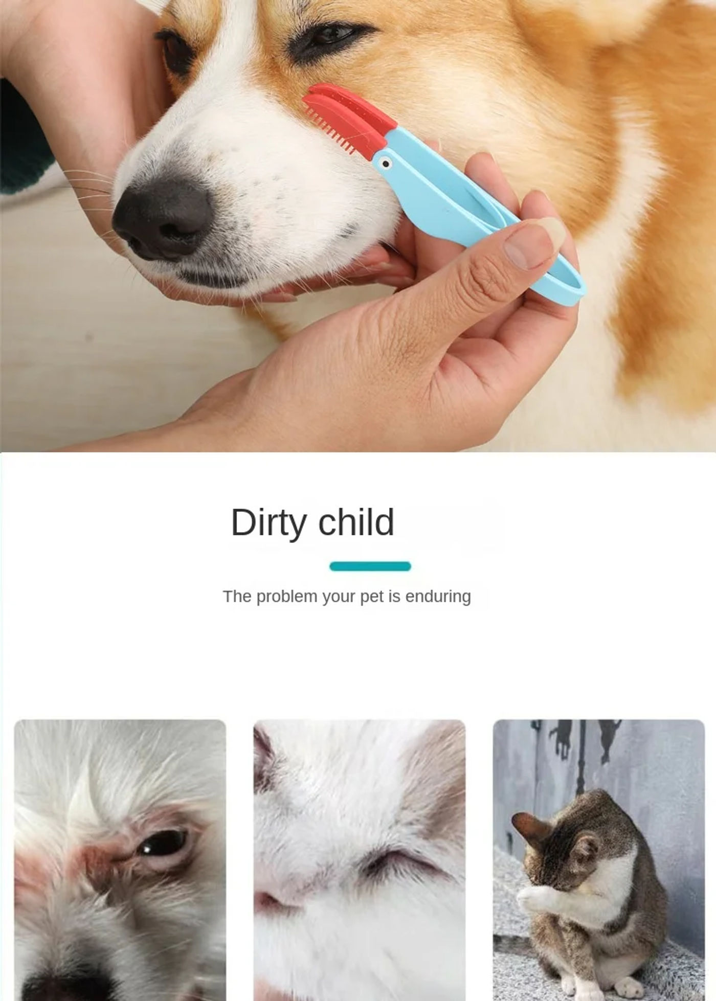 Description Picture 4 of itemPet Tear Brush Cat Dog Eye Excrement Brush Eye Cleaner Clip Soft Brush Pet Tear-stained Cleaning Brush