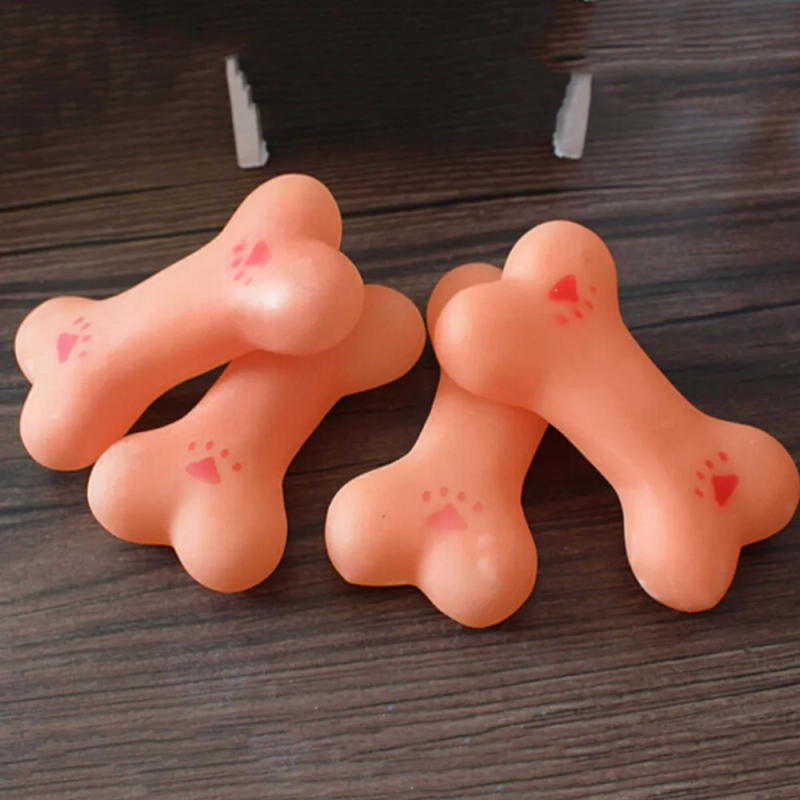 Description Picture 4 of item1Pcs Mini Lovely Pet Dog Puppy Cat Chewing Chew Soft Small Rubber Bone Squeaker Squeaky Sound Play Toy Orange  dogs accessoires