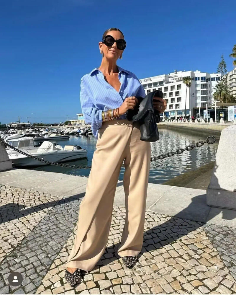 Description Picture 5 of itemTRAF Women's Fashion Elegant Loose Wide Leg Pants Casual Vintage High Waisted Side Zipper Female Long Trousers Streetwear