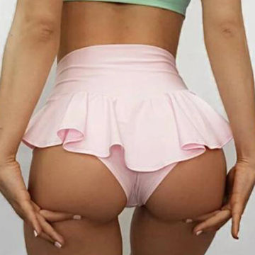 Womens Sexy Sport Shorts Ruffles Tennis Skirt Girls Gym Short Dance Skirt Shorts 2021 Solid Color Skirt Anti-emptied Shorts