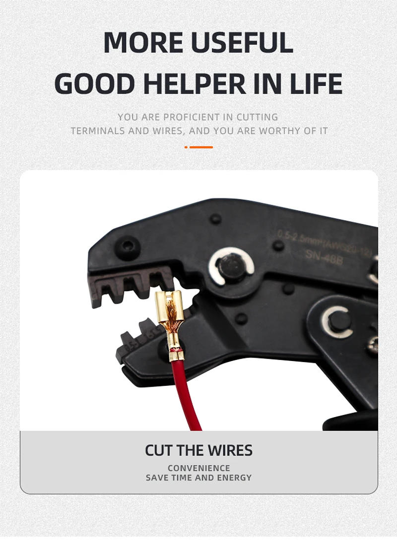 Description Picture 5 of itemSN-48B 270/300PCS crimping pliers set 2.8/4.8/6.3 plug terminal crimper hand tool kit Multifunctional wire stripper cable cutter