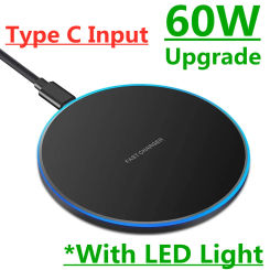 60W Wireless Charger USB C Fast Charging Pad Station Quick Charge QC 3.0 For iPhone 14 13 12 11 XS XR X 8 Samsung S22 S21 S20 S9
