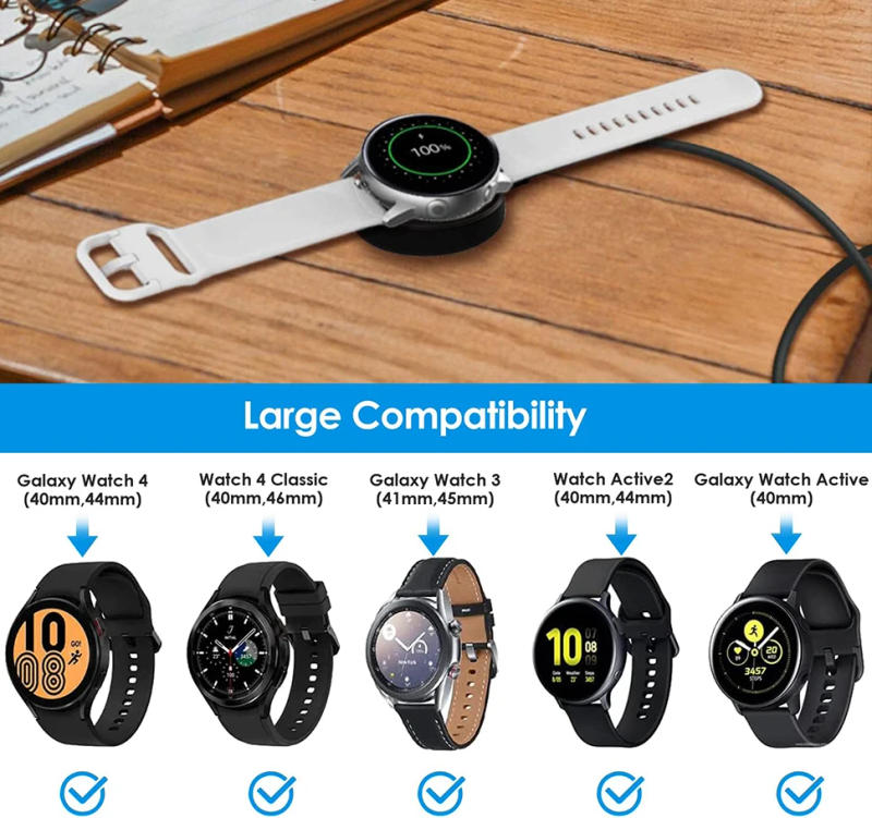 Description Picture 5 of itemFor iWatch Magnetic Wireless Charger For Samsung Galaxy Smart Watch 5 Pro 4 3 2 Portable USB Type C Cable Fast Charging Station