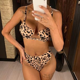 Women Sexy Leopard Snake Print Swimsuit Padded Bra Low Rise Briefs Bikini Set