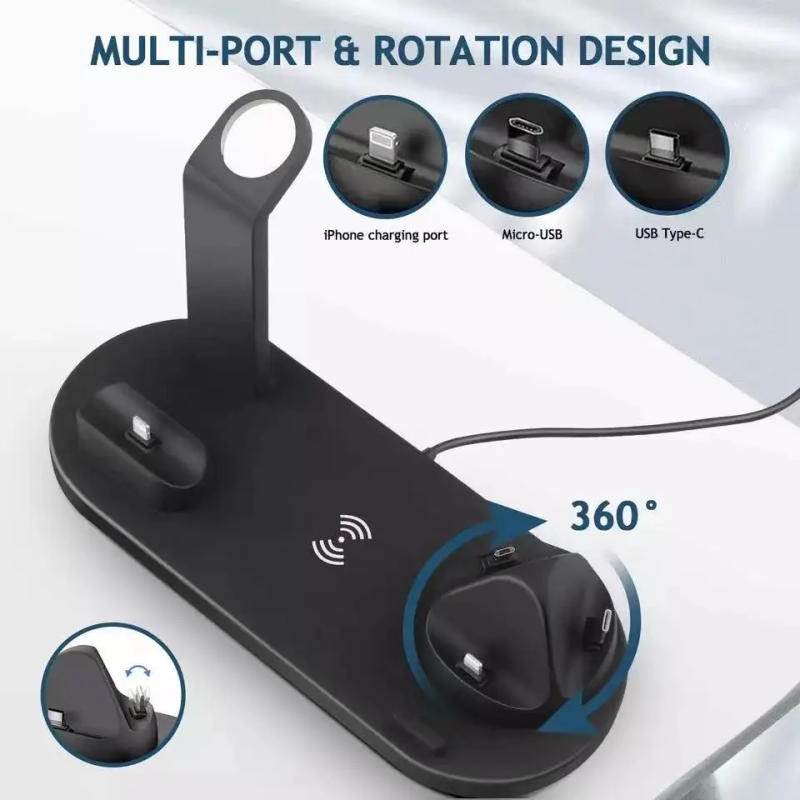 Description Picture 4 of item5-in-1 Wireless Charger Station with Fast Charging for iPhone 14/13/12/11 Pro Max Apple Watch AirPods Desktop Charging Stand