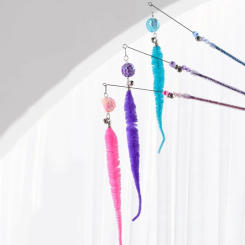 Wand Toy Interactive Cute Plush Toy Kitty Teaser Toy with Bells 16.5