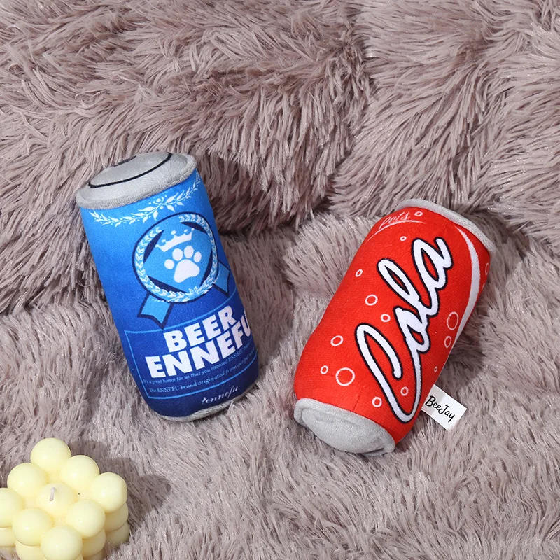 Description Picture 4 of itemPet Dog Toys Plush Filled Wine Bottle Cans Shape Toy Pet Squeaky Bite-Resistant Clean Teeth Chew Toy Dog Supplies Accessories