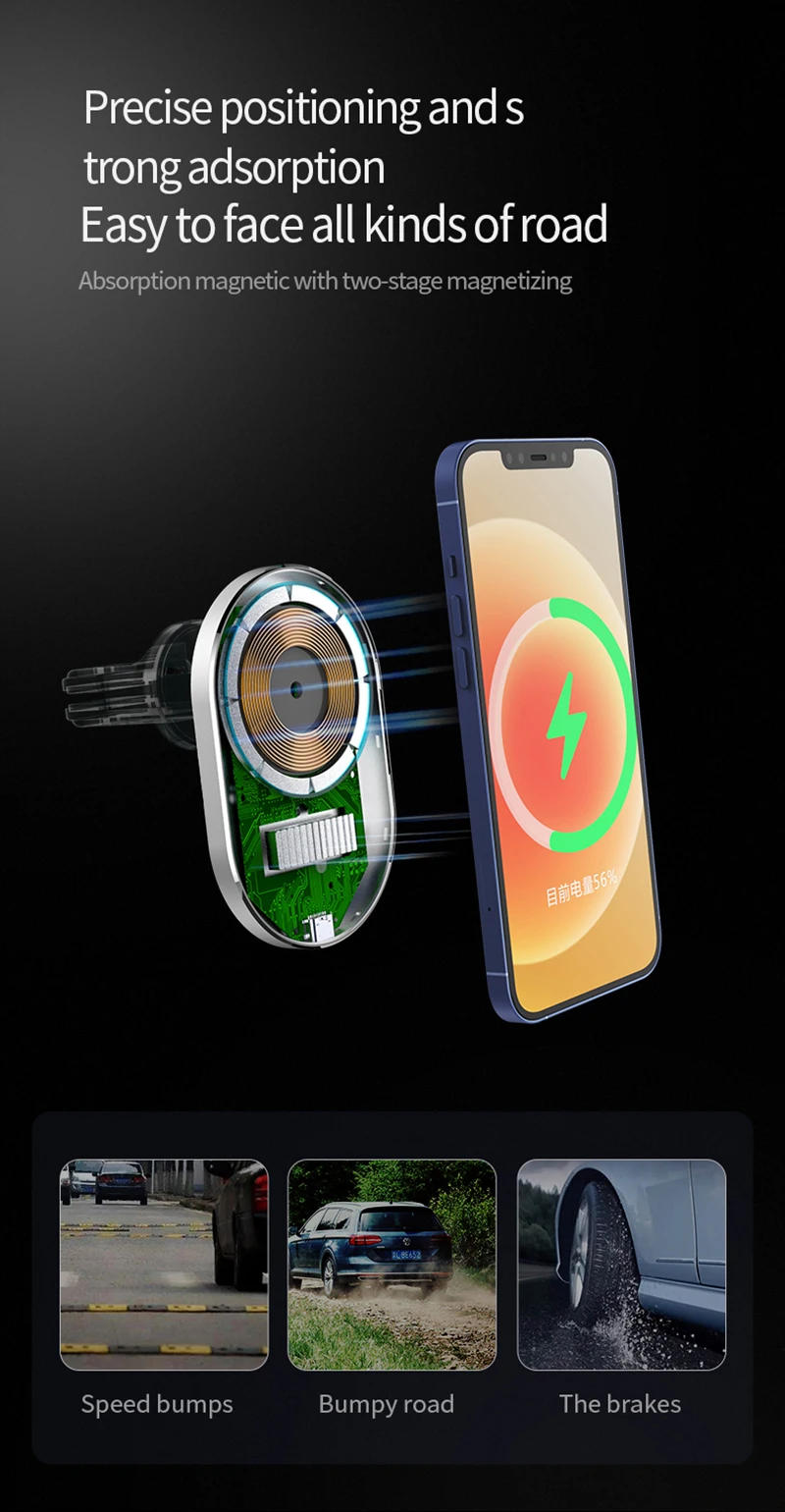 Description Picture 5 of itemMagnetic Cell Phone Car Holders for Magsafe iPhone 12 13 14 Pro Max Magnet 15W Qi Wireless Chargers Holder Accessories