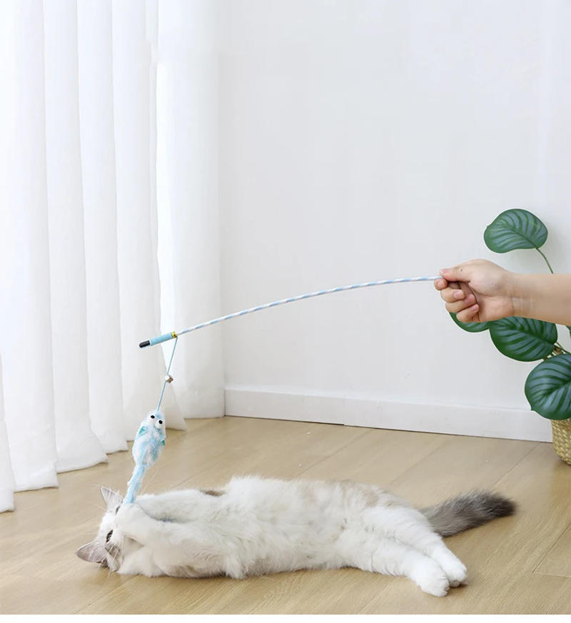 Description Picture 6 of itemCat Toys Funny Cat Stick Bouncy Rod Bell Bait Cat Toy Plush Longtail Mouse Stripe Funny Cat Stick Pet Supplies Cat Accessories