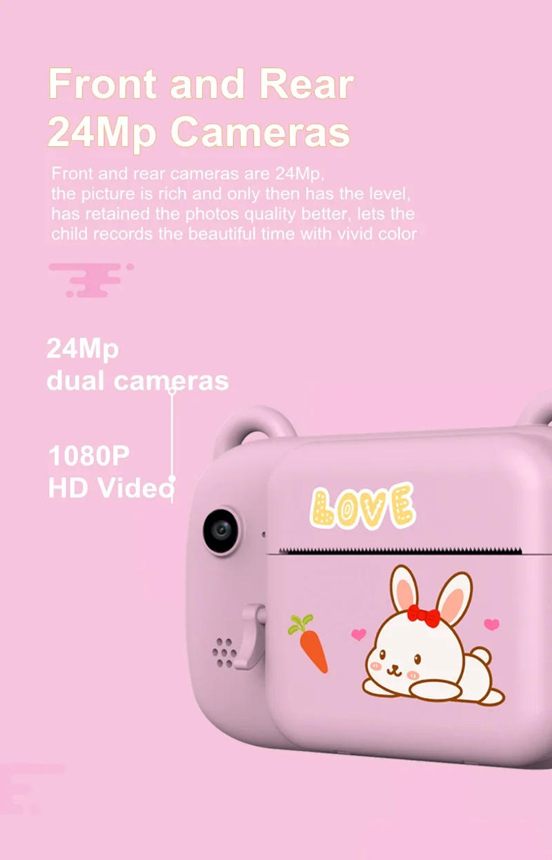 Description Picture 5 of itemInstanea Camera Video Photo Cute Children's Instant Print Photographic Cameras Toys For Kids Girls Birthday Gift Children Camera