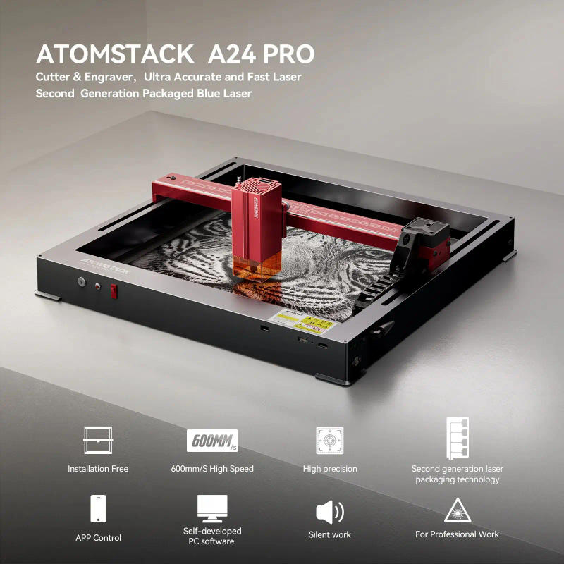 Description Picture 2 of itemAtomStack A24 PRO Optical Power 24W Laser Engraver Unibody Frame Requires No Assembly