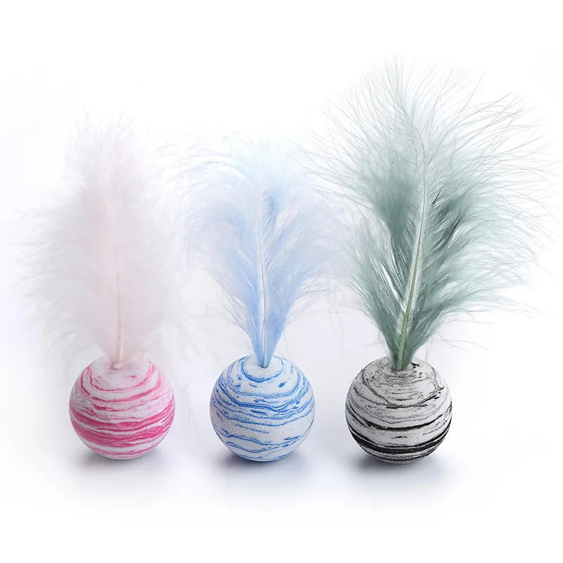 Description Picture 3 of itemCat Toys interactive Ball Feather Funny Star Ball Plus Feather Foam Ball Throwing Toys Plush Toys Pet Supplies katten toy