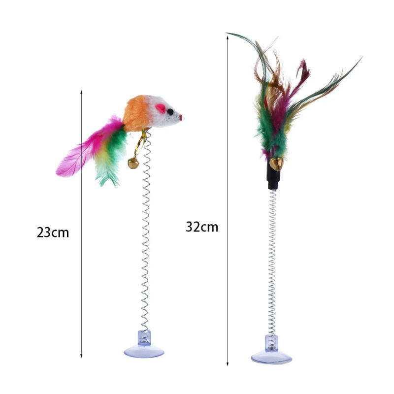 Description Picture 2 of itemSimulation Mouse Feather Cat Toys with Suction Cup and Bells Kitten Dogs Tease Stick Wand Pet Playing Supplies