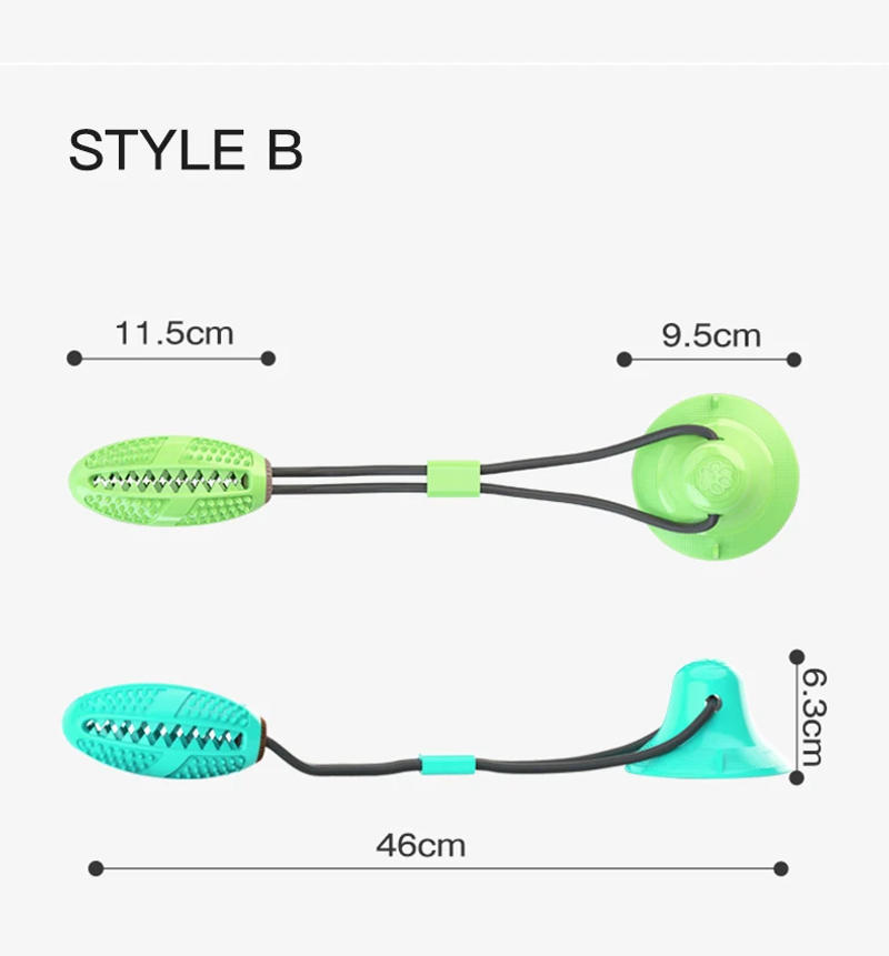 Description Picture 4 of itemFenice Dog Toys Pet Puppy Interactive Suction Cup Push TPR Ball Toys Molar Bite Toy Elastic Ropes Dog Tooth Cleaning Chewing