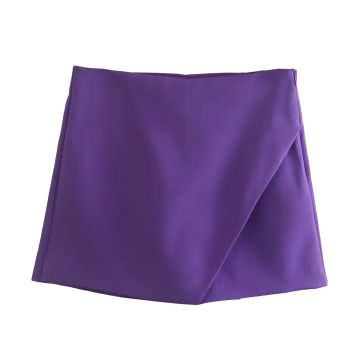 Willshela Women Fashion Asymmetrical Shorts Skirts High Waist Back Pockets Side Zipper Vintage Female Skort Solid