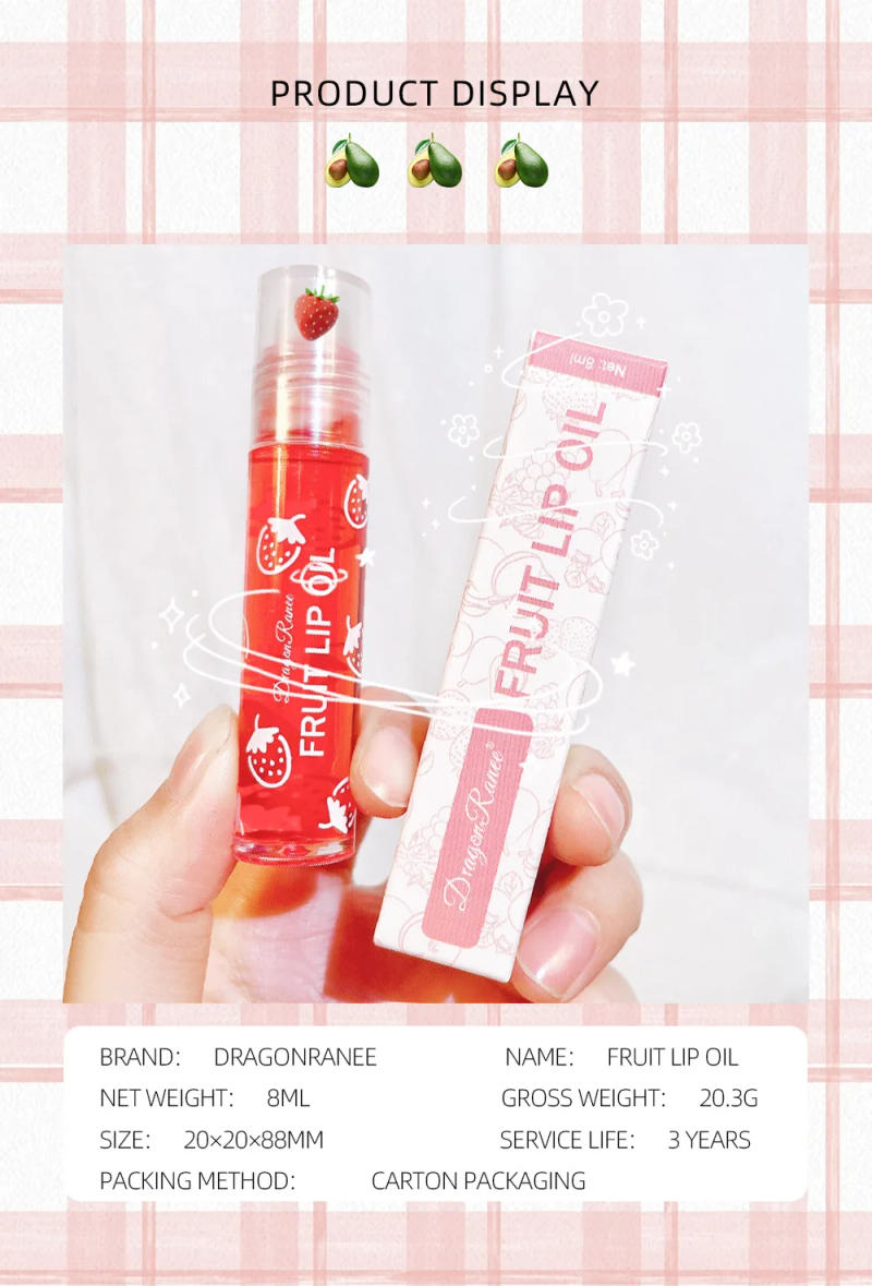 Description Picture 5 of itemFresh Fruit Roll-on Lip Balm Lip Makeup Primer Moisturizing Clear Transparent Lip Oil Long Lasting Hydrating Lip Gloss Cosmetics