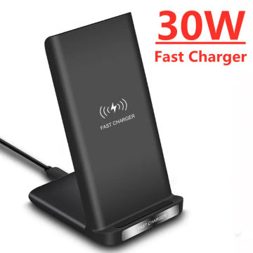 30W  Dual Coil Wireless Charger For iPhone 11 12 X 8 10 Plus Phone Fast Charger Pad Dock Station For Samsung S8 S9 S9+ Note 8