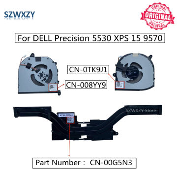 SZWXZY New Original For DELL Precision 5530 XPS 15 9570 Laptop Heatsink With Fan 008YY9 08YY9 0TK9J1 TK9J1 00G5N3 0G5N3