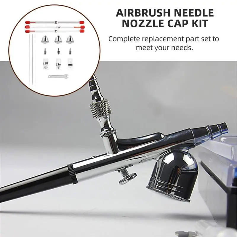Description Picture 4 of itemAirbrush Nozzle Needle Replacement Needles Part Sprayer Tips Air Painting Cap Accessories Brushes 0. Machine Spray 2Mm Set 3Mm