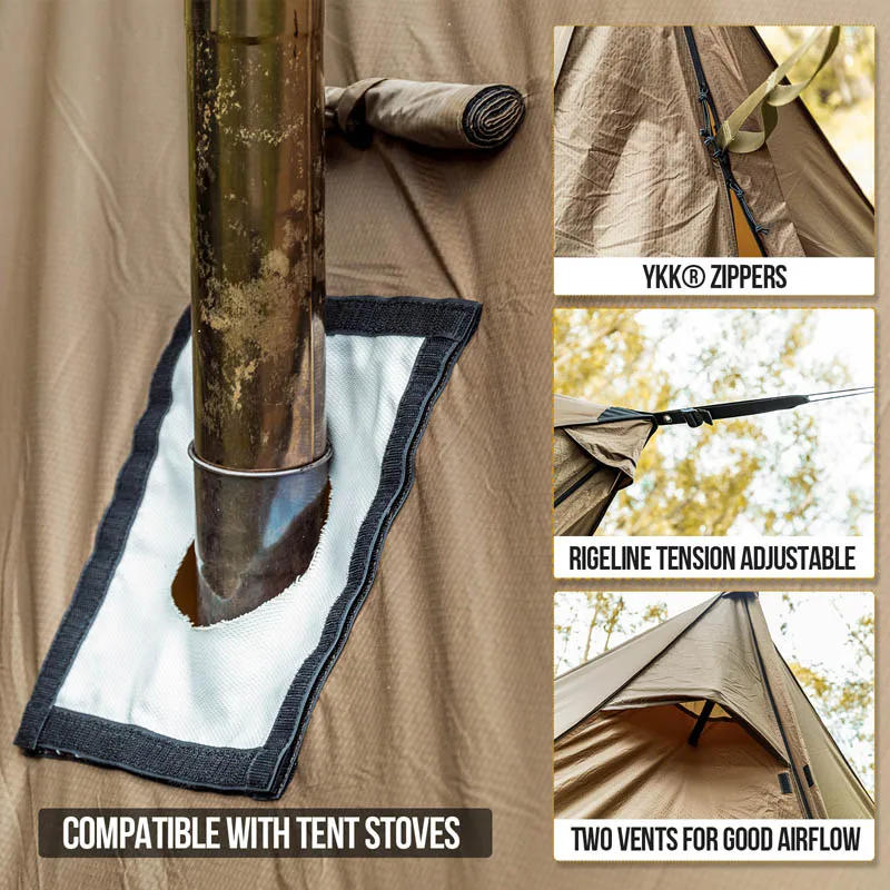 Description Picture 3 of itemOneTigris ROCDOMUS Hammock Awning & Hot Tent Wood Burning Stove Compatible Waterproof Outdoor Tarp Canopy/Rain Fly Camping Cover