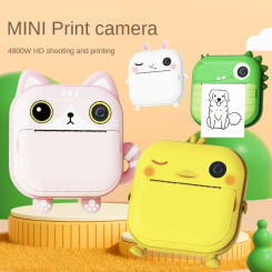 Mini Children's Instant Print Camera Thermal Printer Digital Photo Video Cartoon Camera Kids Toy Drawing Birthday Christmas Gift