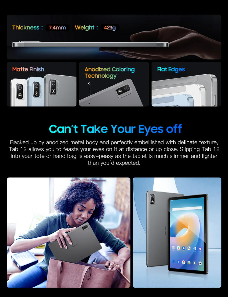 Description Picture 3 of itemBlackview Tab 12 Business Tablet,Android 11 4GB+64GB,6580mAh 10.1Inch Unisoc SC9863A 8-core PC 4G LTE 13MP Professional