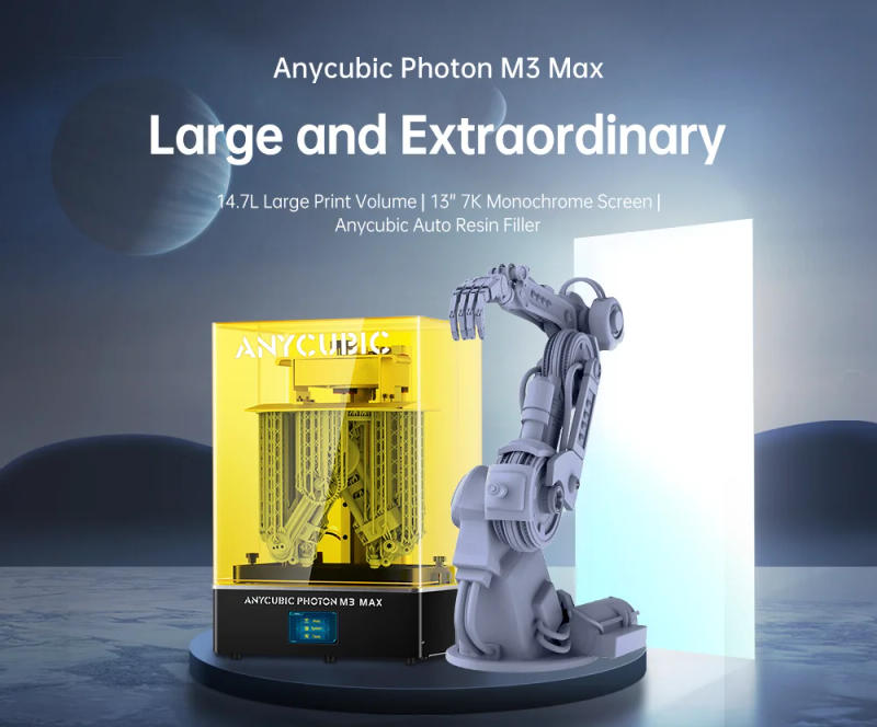 Description Picture 2 of itemANYCUBIC Photon M3 Max 13.6 Inch 7K SLA LCD 3D Printer Auto Resin Filling Large UV Resin 3D Printer Printing Size 298*164*300mm