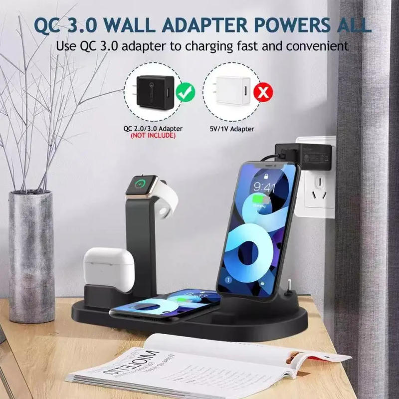 Description Picture 6 of item5-in-1 Wireless Charger Station with Fast Charging for iPhone 14/13/12/11 Pro Max Apple Watch AirPods Desktop Charging Stand