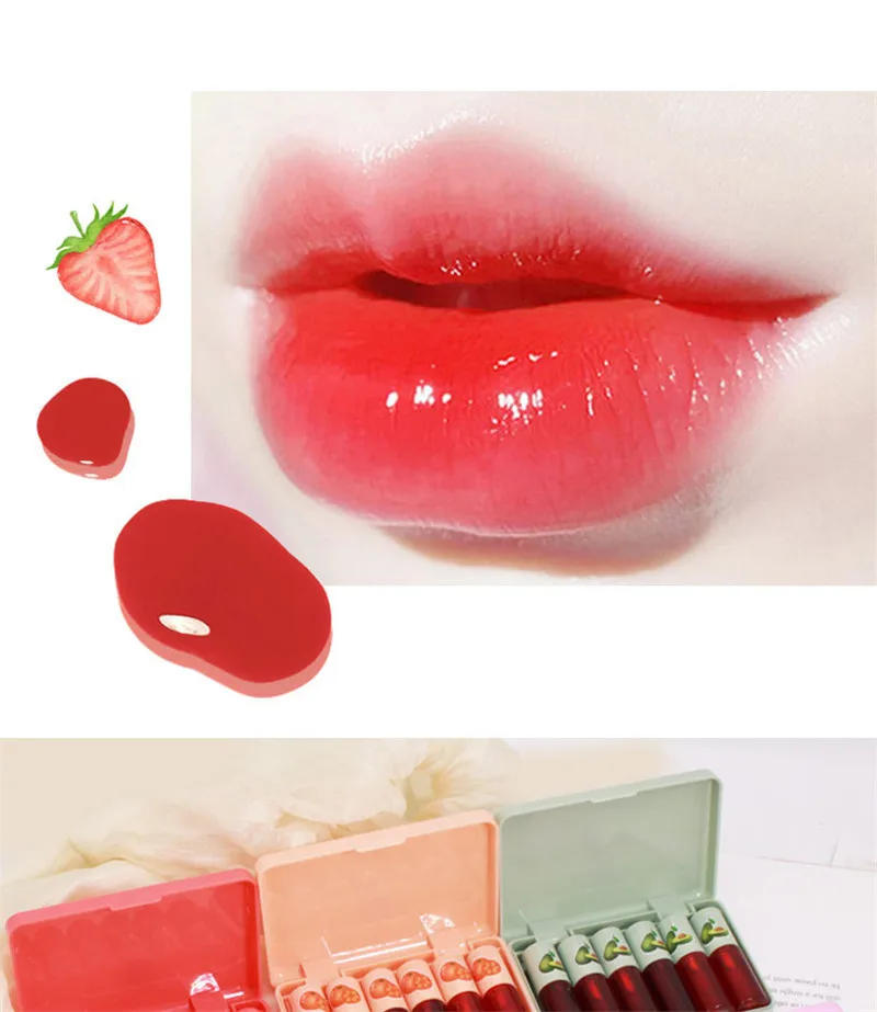 Description Picture 4 of item6pcs/box Liquid Lip Gloss Set Waterproof Non-stick Cup Jelly Mirror Water Lip Glaze Long Lasting Shiny Lip Tint Makeup Lip Care