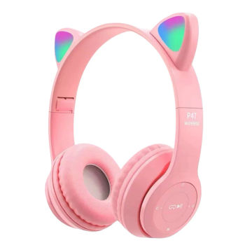 Cute Cat Ear Wireless Headphone Low Latency Bluetooth-Compatible Stereo Headsets Over-Ear Headphone for Smartphone/Pad/Laptop