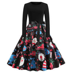Dresses For Women 2023 Vintage Long Sleeve Christmas 1950s Housewife Evening Party Prom Dress Women'S Evening Dress