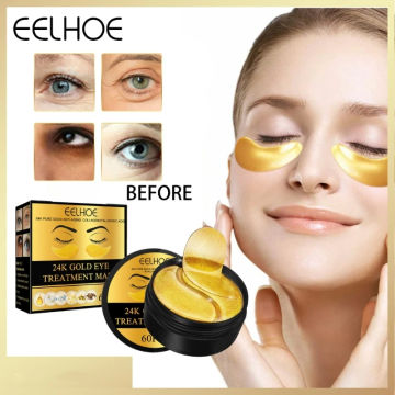 60PCS 24K Gold Under Eye Mask for Anti-aging Dark Circles Under Eye Bags Repair Skin Care Pads  Маска Для Лица