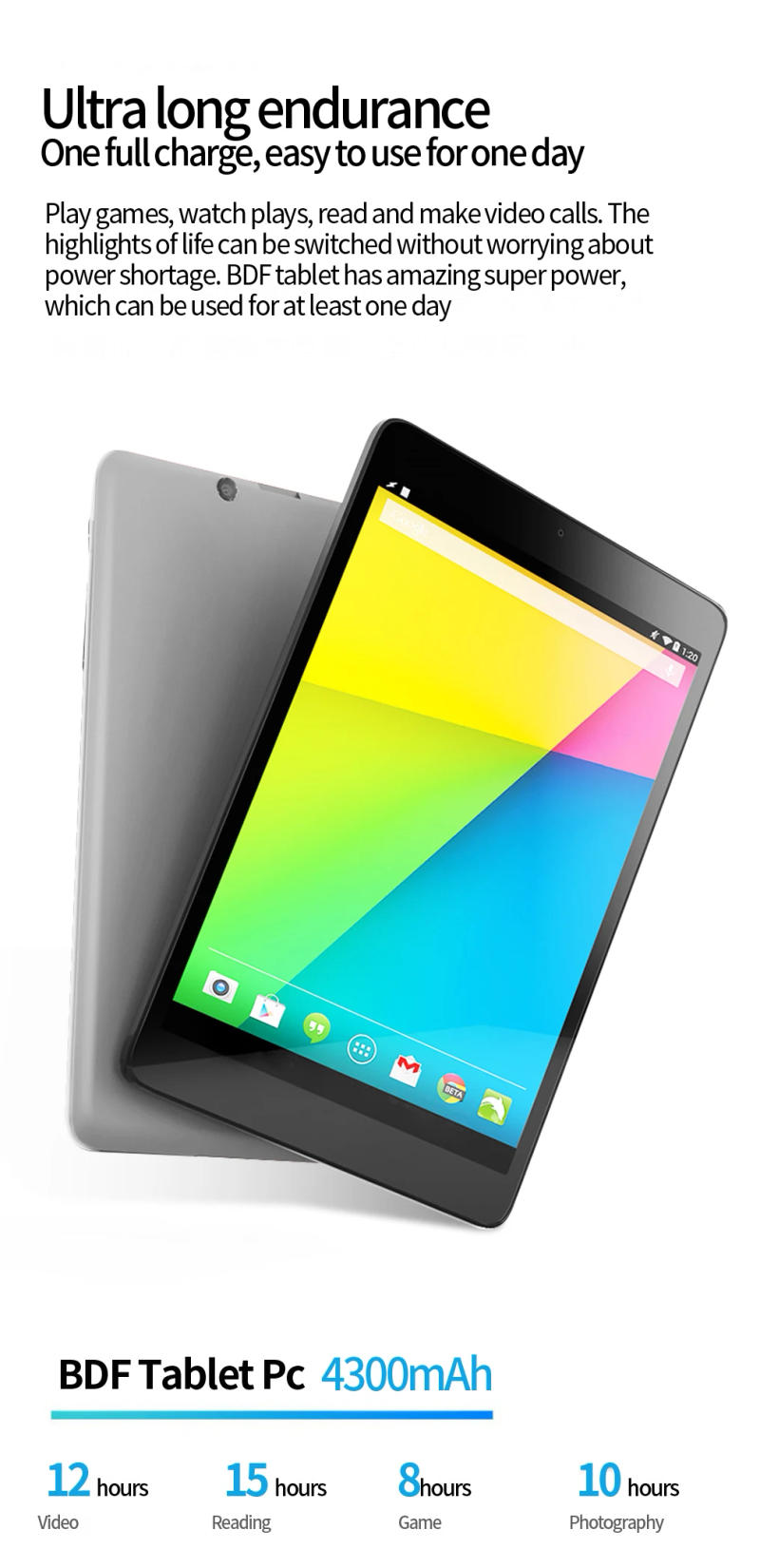 Description Picture 6 of item8 Inch WiFi Tablet PC 2GB RAM 32GB ROM Quad Core Android Tablets Learning Educational Children's favorite gift Android 6.0