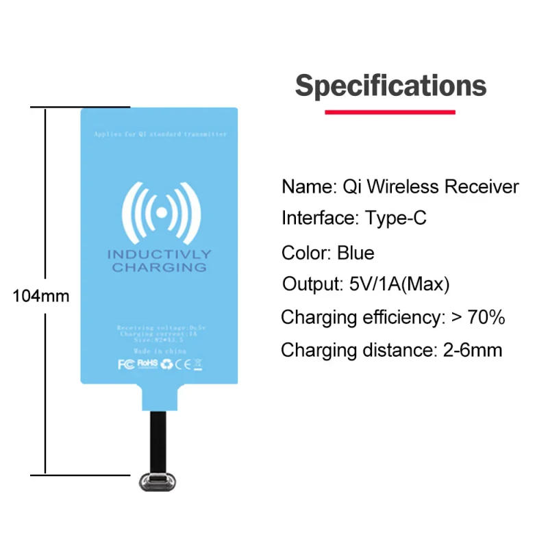 Description Picture 3 of itemQi Wireless Charging for Xiaomi Poco F5 F4 F3 M3 M4 M6 Pro X3 NFC X4 X5 Pro Wireless Charger with USB Type-C Receiver Adapters