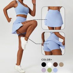 WISRUNING False 2-piece Yoga Skirt Leggings for Fitness Women Gym Sportswear Running Shorts Push Up Sport Tights Workout Clothes