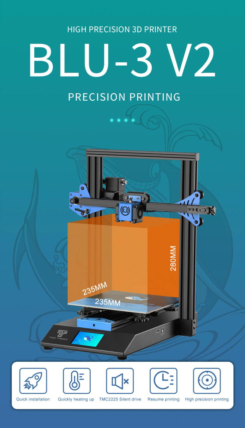 Description Picture 3 of itemTWOTREES Blu3-V2 3d printer 230*230*280mm 3d printing machine DIY 3d printer machine Blu5 impresora 3d