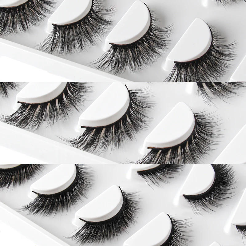 Description Picture 5 of itemNew Cat Eye Lashes 3/5 pairs 3D Faux Mink Eyelashes Winged Fluffy Fox Lashes Soft Natural long Full Strip Lash Makeup maquiagem
