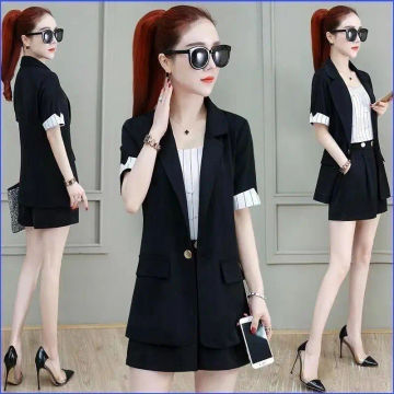 Women's Office Suit Spring And Summer New Fashion Coat Crop Tops Shorts Three Piece Sets High-end Professional Clothes For Women