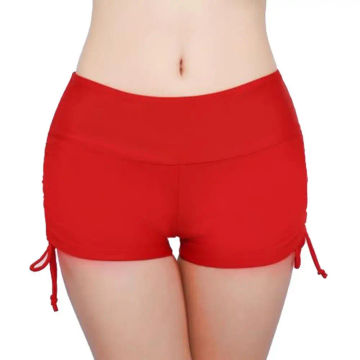 Summer Beach Women Solid Color Bikini Bottom Side Pleated Bandage Swim Shorts single Swimwear Beach Bathing Suit Swimming Trunks