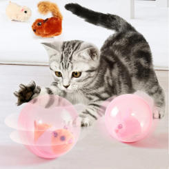 Smart Electric Rolling Rabbit Mouse Hamster Ball Toy for Cats Electric Jumping Ball Pet Simulated Hamster Ball Self Rotating Toy