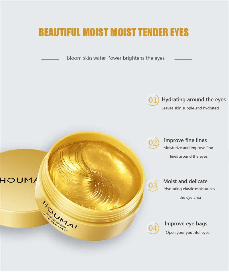 Description Picture 6 of itemRemove Dark Eye Circles Collagen Eye Patches 24K Gold Hyaluronic Acid Eye Mask Face Skin Care Moisturize Around Eyes