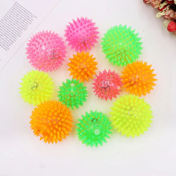 Dog Squeaky Ball Toys Colorful Soft Rubber Luminous Pet Puppy Dog Chewing Playing Elastic Hedgehog Ball Toy Small Pet Supplies