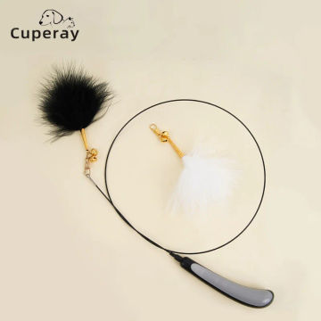 Funny Cat Stick Interactive Cat Toy Feather with Bell Adjustable Cat Stick Toy for Kitten Playing Teaser Wand Toy Pet Supplies