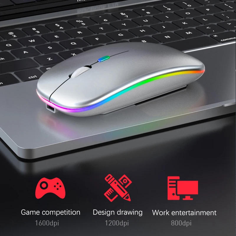 Description Picture 5 of item2.4G Wireless Mouse RGB Rechargeable Bluetooth Mice Wireless Computer Mause LED Backlit Ergonomic Gaming Mouse for Laptop PC