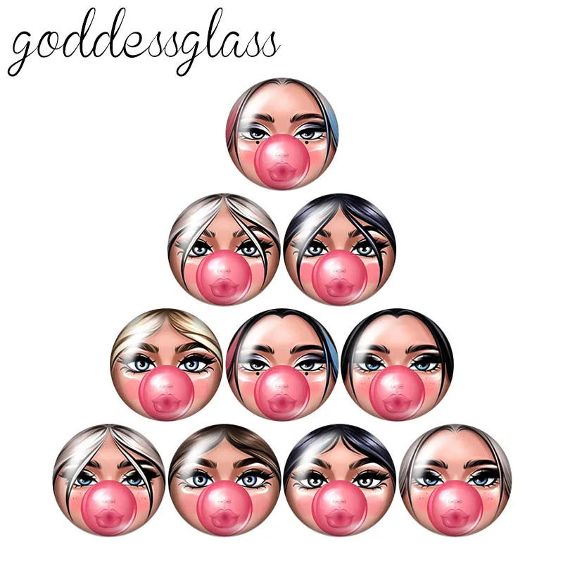 Description Picture 3 of itemматрёшка matryoshka Russian Face 10pcs mixed 12mm/18mm/20mm/25mm Round photo glass cabochon demo flat back Making findings