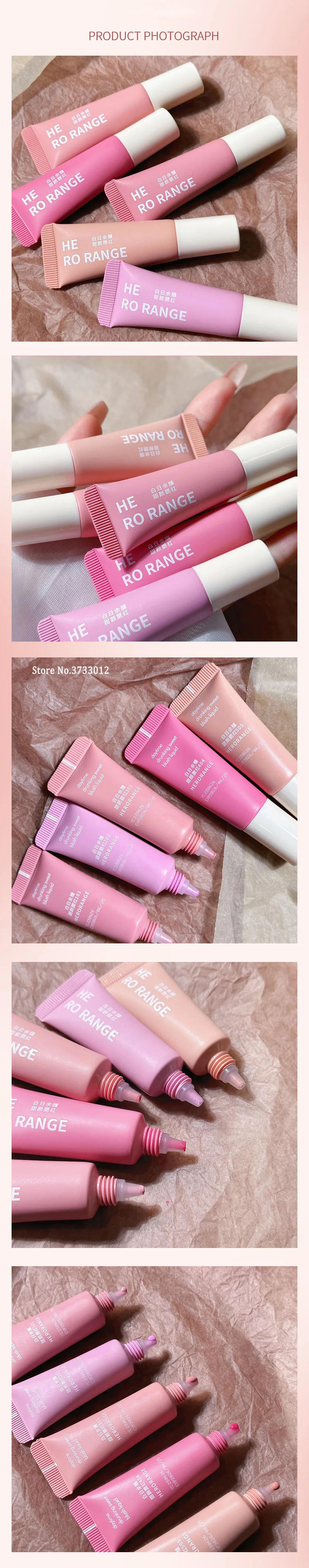 Description Picture 6 of itemWatery Blush Cream Brightening Moisturizing Peach Rouge Tint Professional Cosmetics Face Blusher Mud Lasting Cheek Blush Makeup