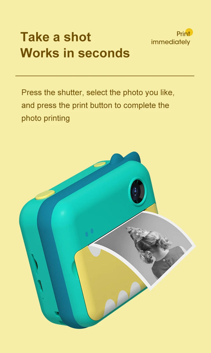 Description Picture 4 of itemChildren Instant Camera Print Camera with Print Paper HD Video Recording Dual Lens Digital Camera for Child Girl Boy Kids Toy