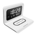 Creative Clock Multifunctional Three- Electric Wireless Charger Modern Alarm Clock Thermometer LED Charging Pad Station Clock