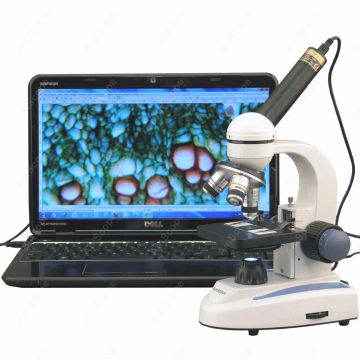 Glass Student Microscope--AmScope Supplies 40X-1000X Biology Science Metal Glass Student Microscope with 3MP Digital Camera