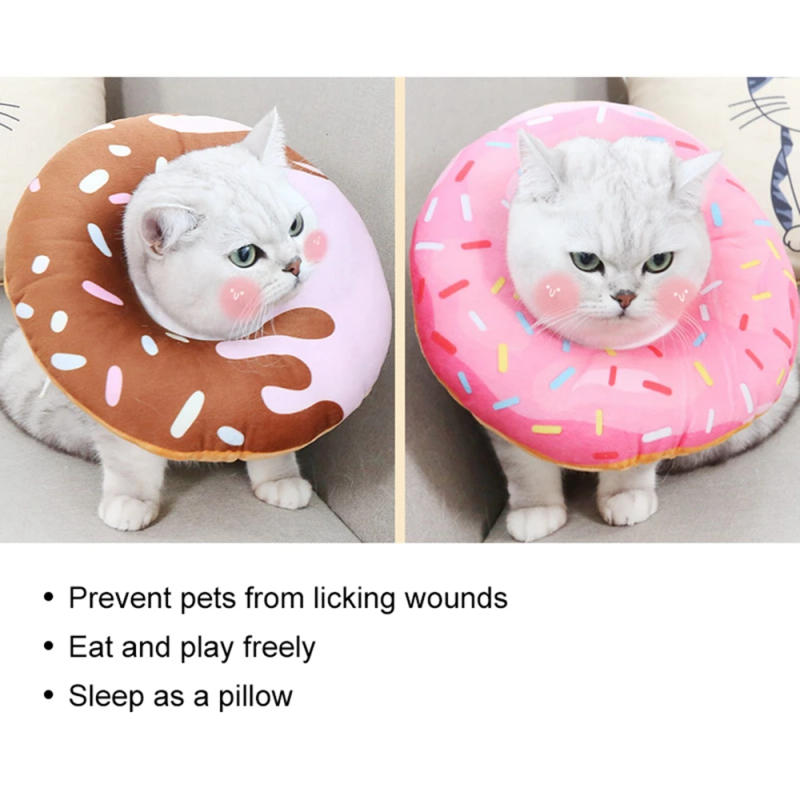 Description Picture 4 of itemPet Cat Donut Headgear Elizabeth Pet Protection Collars Recovery Cone Adjustable Cotton Blends Neck Prevent Bite Protection Coll